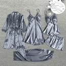 Kit Pijama Feminino Cetim de Seda Conjunto com 5 Peças + Mascara De Sono