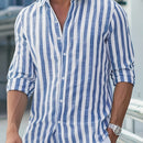Camisa de Linho Masculina Listrada