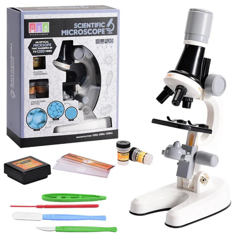 Kit de Microscópio Cintífico Infantil LED 1200x