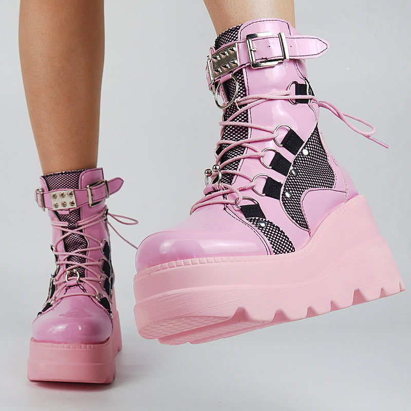 Shaker Botas Demonia Rosa Cano Alto Botas Estilo Demonia Bota