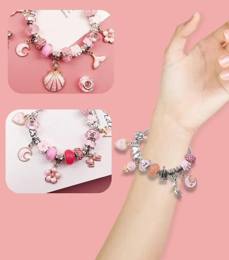Kit Pulseiras e Berloques Infantil - 66 Peças