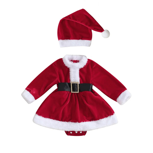 Vestido Mamãe Noel para Bebês 0-24 Meses