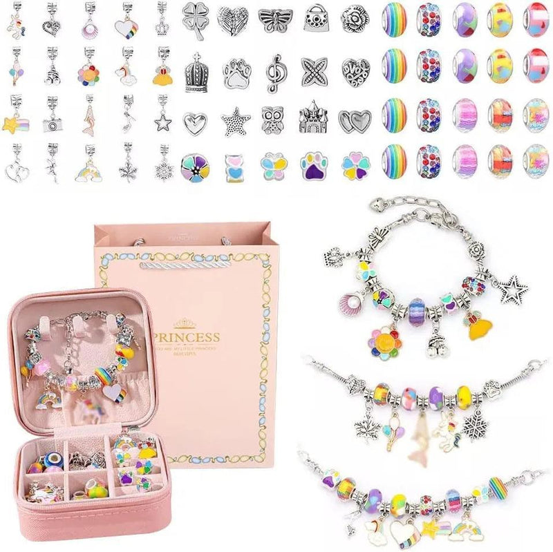 Kit Pulseiras e Berloques Infantil - 66 Peças