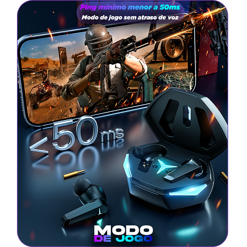 Fone de Ouvido Bluetooth Gamer Original® - Compre 1 e Leve 2