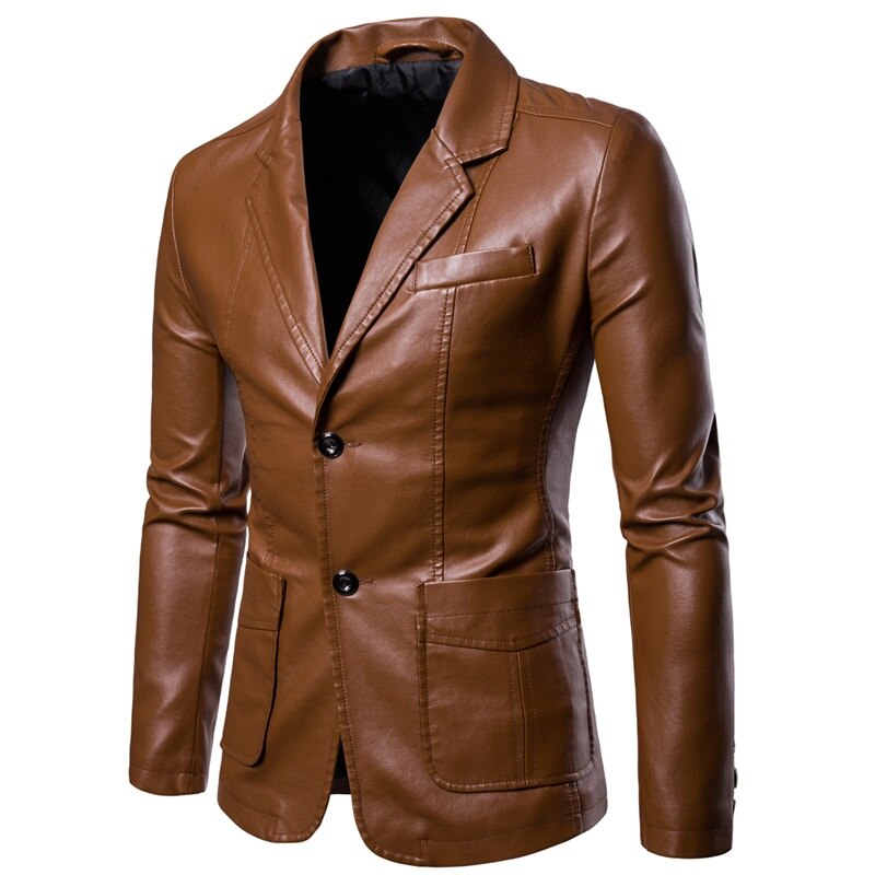 Moda Masculina Jaqueta De Couro Masculina Tipo Blazer Jaqueta De