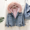 Jaqueta Jeans Feminina com Pelo